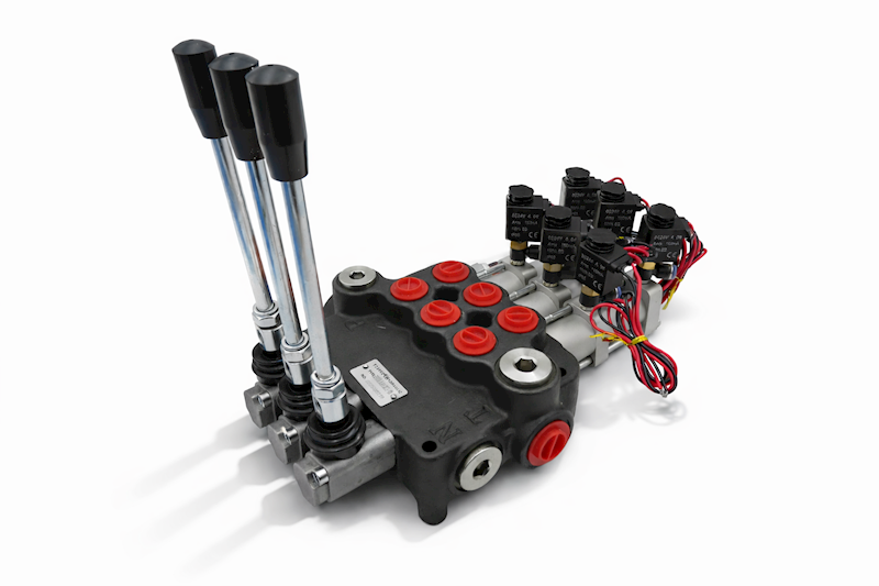 ROZDZIELACZ HYDRAULICZNY 3 SEKCYJNY 80L STEROWANIE PNEUMATYCZNIE 3 SEKCJE 24V