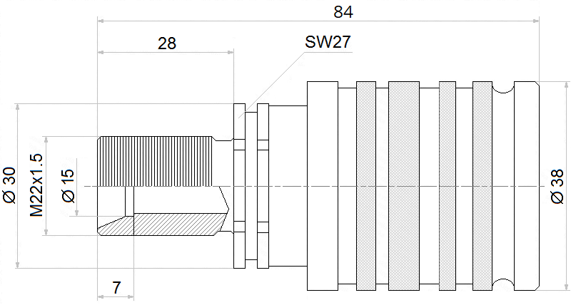 SZYBKOZŁĄCZE HYDRAULICZNE PAV DŁUGIE GRODZIOWE M22x1,5 GNIAZDO