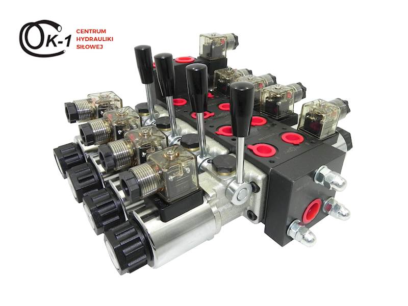 ROZDZIELACZ HYDRAULICZNY CETOP 4 SEKCJE 24V STEROWANIE ELEKTRYCZNE + RĘCZNE