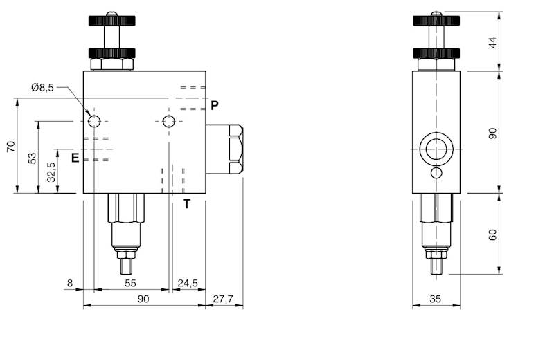 Zawór regulator przepływu i ciśnienia RFP3 VMP 1/2" 80L/min 350bar