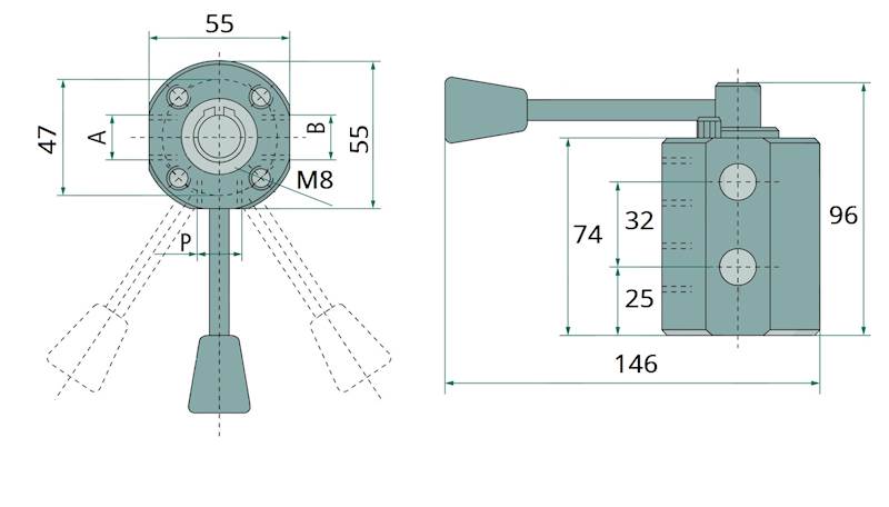 Rozdzielacz hydrauliczny obrotowy 6/2 gwint BSP 3/8"