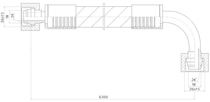 PRZEWÓD WĄŻ HYDRAULICZNY DN16 26/26 DKOL-DKOL90 AK6300 250bar