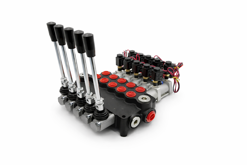 ROZDZIELACZ HYDRAULICZNY 5 SEKCYJNY 80L STEROWANIE PNEUMATYCZNIE 5 SEKCJI 24V