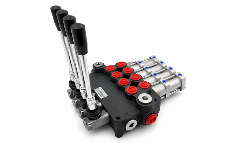 ROZDZIELACZ HYDRAULICZNY 4 SEKCYJNY 40L STEROWANIE PNEUMATYCZNIE 4 SEKCJE 24V