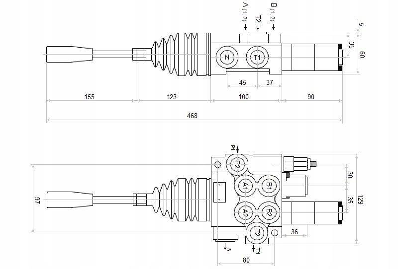 ROZDZIELACZ HYDRAULICZNY 2 SEKCJE 40L JOYSTICK PŁYWAJĄCA