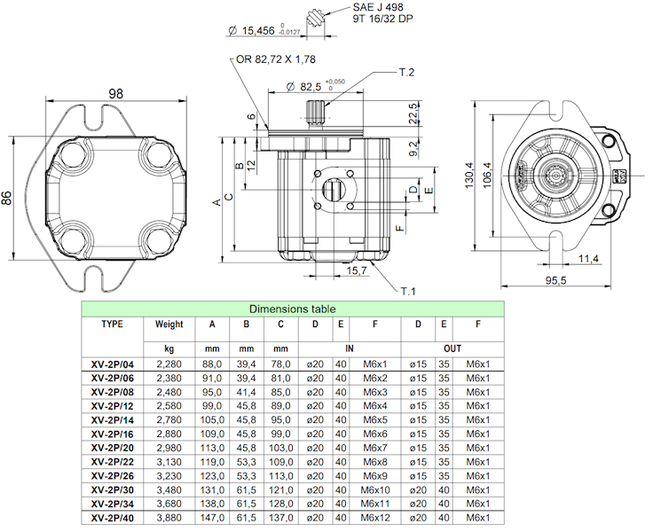 POMPA HYDRAULICZNA ZĘBATA 6cm3 9L GR2 SAE