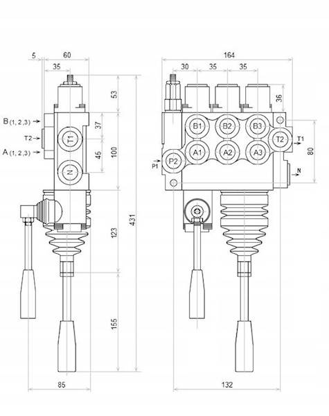 ROZDZIELACZ HYDRAULICZNY 3 SEKCJE 40L JOYSTICK PŁYWAJĄCA