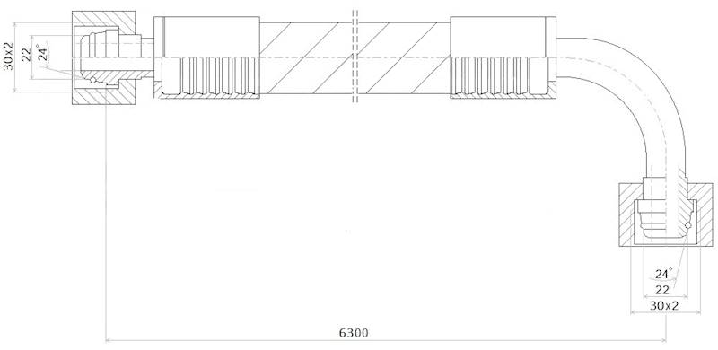 PRZEWÓD WĄŻ HYDRAULICZNY DN20 30/30 DKOL-DKOL90 AK6300 215bar