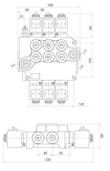 ROZDZIELACZ HYDRAULICZNY 3 SEKCJE 80L ELEKTRYCZNY 24V