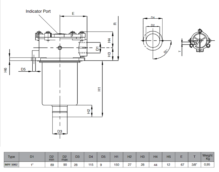 FILTR POWROTNY MPF 1002 A62 P25 MONTOWANY NA ZBIORNIKU OLEJU