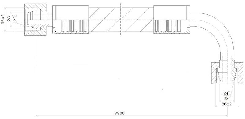 PRZEWÓD WĄŻ HYDRAULICZNY DN25 36/36 DKOL-DKOL90 AK8800 165bar