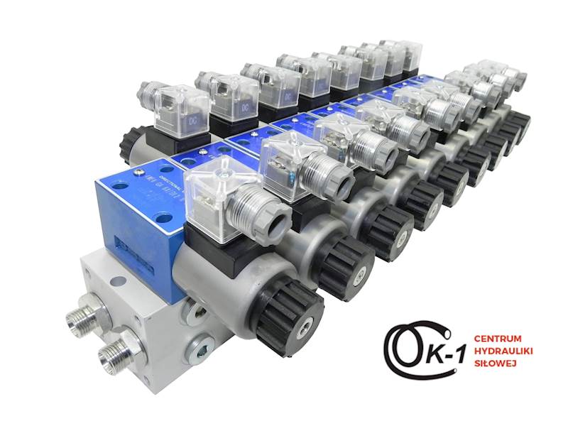 ROZDZIELACZ HYDRAULICZNY CETOP 8 SEKCJI 24V + ODCIĄŻENIE