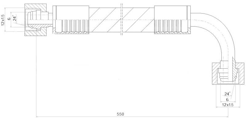 PRZEWÓD WĄŻ HYDRAULICZNY DN6 12/12 DKOL-DKOL90 AK550 400bar