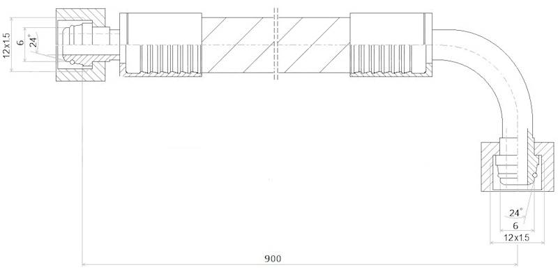 PRZEWÓD WĄŻ HYDRAULICZNY DN6 12/12 DKOL-DKOL90 AK900 400bar