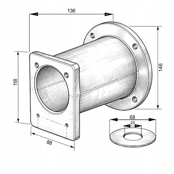 Kołnierz łącznik dzwonowy pompy GR1 i silnika spalinowego GX270 GX390