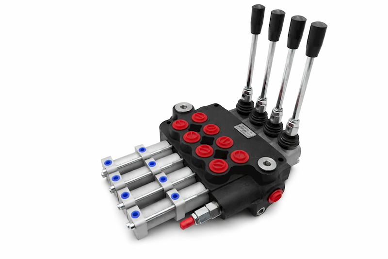 ROZDZIELACZ HYDRAULICZNY 4 SEKCYJNY 40L STEROWANIE PNEUMATYCZNIE 4 SEKCJE 24V