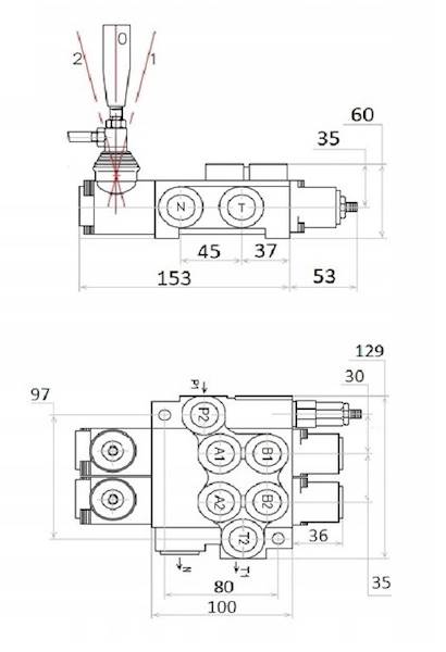 ROZDZIELACZ HYDRAULICZNY 2 SEKCJE PŁYWAJĄCA + GNIAZDA EURO