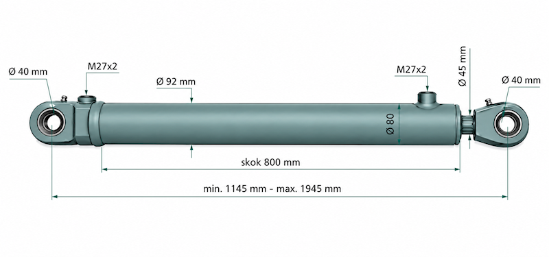 Siłownik Hydrauliczny 80/45/800 U40 2-stronny