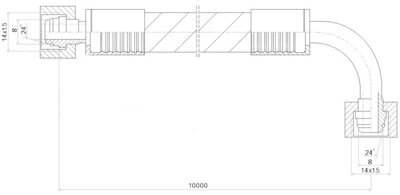 PRZEWÓD WĄŻ HYDRAULICZNY DN6 14/14 DKOL-DKOL90 AK10000 400bar