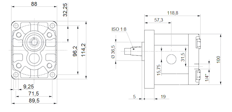 SILNIK HYDRAULICZNY ZĘBATY 20CM3 WAŁEK: 1:8 66L/min