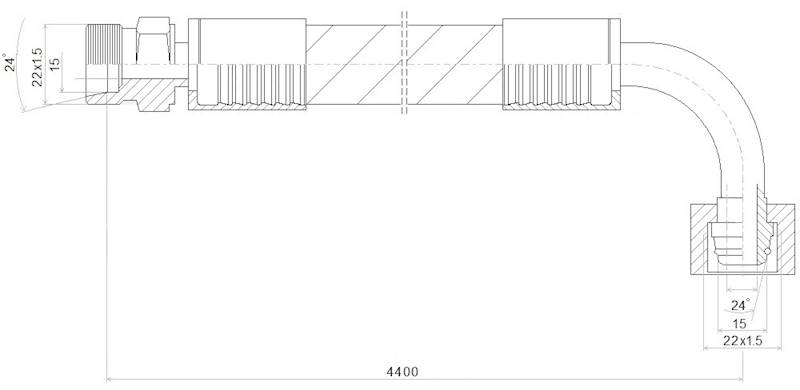 PRZEWÓD WĄŻ HYDRAULICZNY DN12 22/22 DKOL90-CEL KB4400 275bar