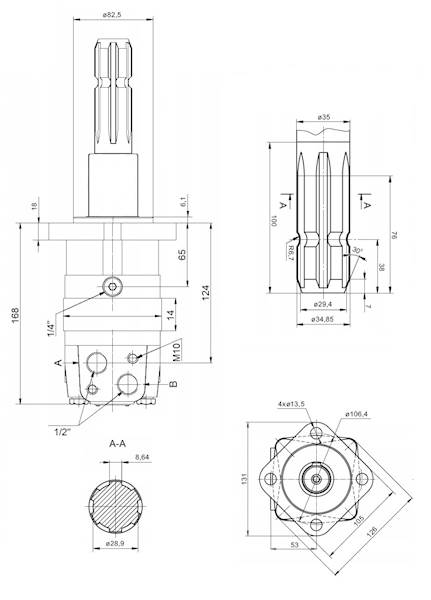 SILNIK HYDRAULICZNY SMS OMS BMS OMZS 80 WAŁEK WOM