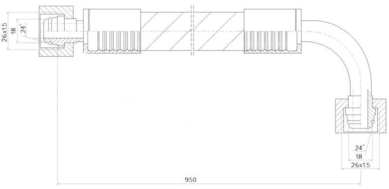 PRZEWÓD WĄŻ HYDRAULICZNY DN16 26/26 DKOL-DKOL90 AK950 250bar