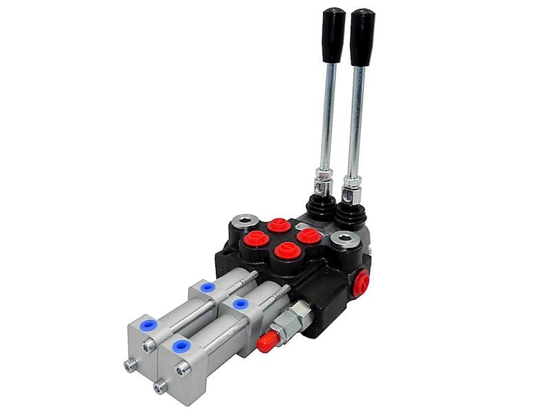 ROZDZIELACZ HYDRAULICZNY 2 SEKCYJNY 80L STEROWANY PNEUMATYCZNIE 2 SEKCJE