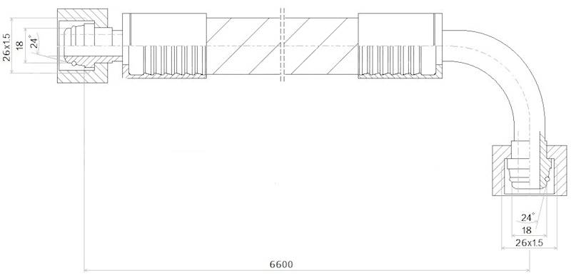 PRZEWÓD WĄŻ HYDRAULICZNY DN16 26/26 DKOL-DKOL90 AK6600 250bar