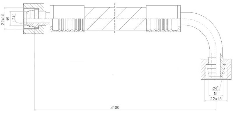 PRZEWÓD WĄŻ HYDRAULICZNY DN12 22/22 DKOL-DKOL90 AK3100 275bar