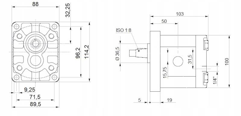 SILNIK HYDRAULICZNY ZĘBATY 10CM3 WAŁEK: 1:8 35L/min