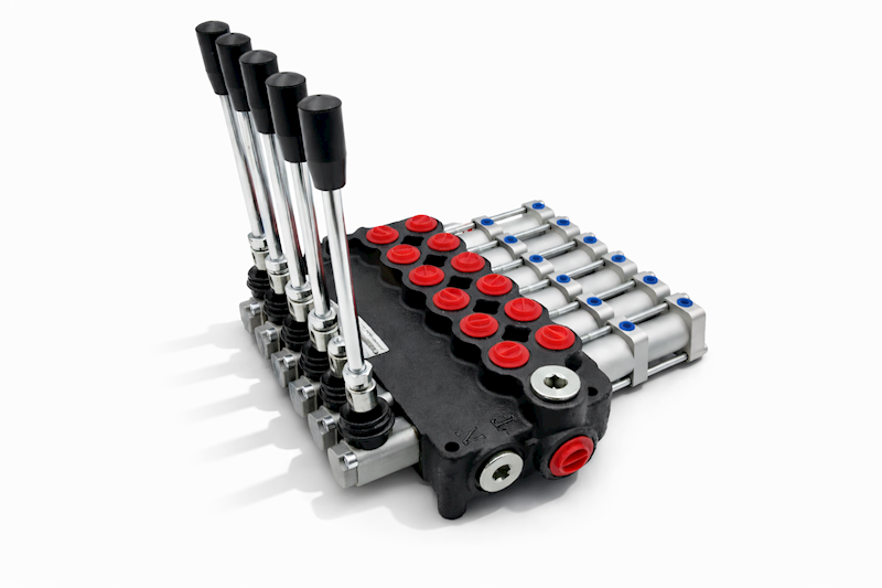 ROZDZIELACZ HYDRAULICZNY 6 SEKCYJNY 80L STEROWANIE PNEUMATYCZNIE 6 SEKCJI 24V