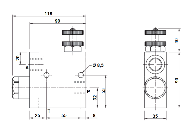 Zawór regulator przepływu RFP3 VU BSP 1/2" P:80L/min