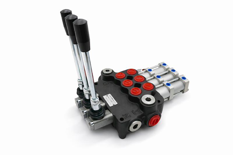 ROZDZIELACZ HYDRAULICZNY 3 SEKCYJNY 80L STEROWANIE PNEUMATYCZNIE 3 SEKCJE 24V