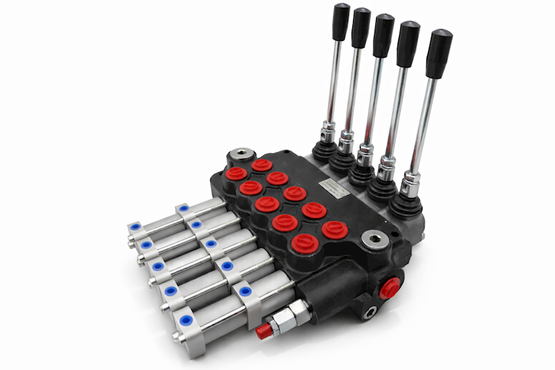 ROZDZIELACZ HYDRAULICZNY 5 SEKCYJNY 40L STEROWANIE PNEUMATYCZNIE 5 SEKCJI 24V