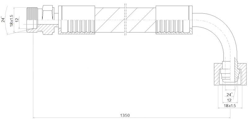 PRZEWÓD WĄŻ HYDRAULICZNY DN10 18/18 DKOL90-CEL KB1350 330bar