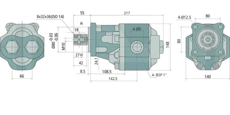 Pompa hydrauliczna PTO 50cm3 przekładnia multiplikator żeński 97l/min