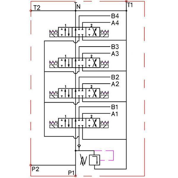 ROZDZIELACZ HYDRAULICZNY 4 SEKCJE 50L ELEKTRYCZNY 24V