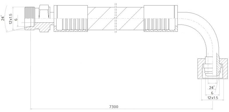 PRZEWÓD WĄŻ HYDRAULICZNY DN6 12/12 DKOL90-CEL KB7300 400bar