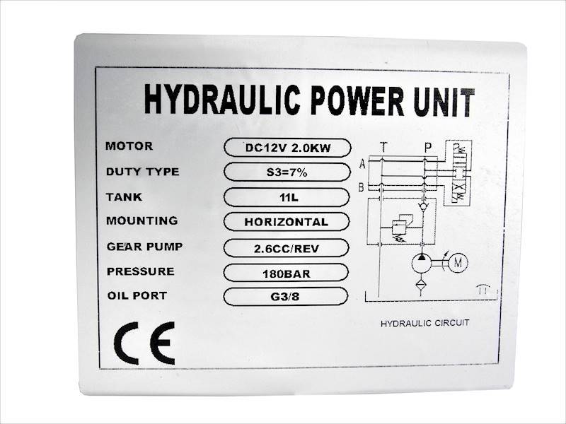 Agregat hydrauliczny 12V 2,0kW 2,5cm3 11L DOUBLE