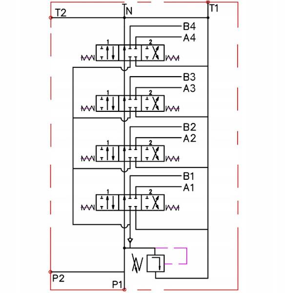 ROZDZIELACZ HYDRAULICZNY 4 SEKCYJNY 4 Sekcje 80L