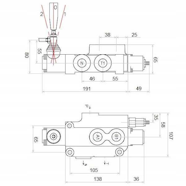 ROZDZIELACZ HYDRAULICZNY 1 SEKCYJNY 80L 1 SEKCJA