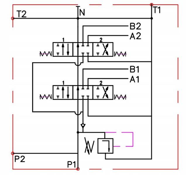ROZDZIELACZ HYDRAULICZNY 2 SEKCYJNY 80L 2 Sekcje