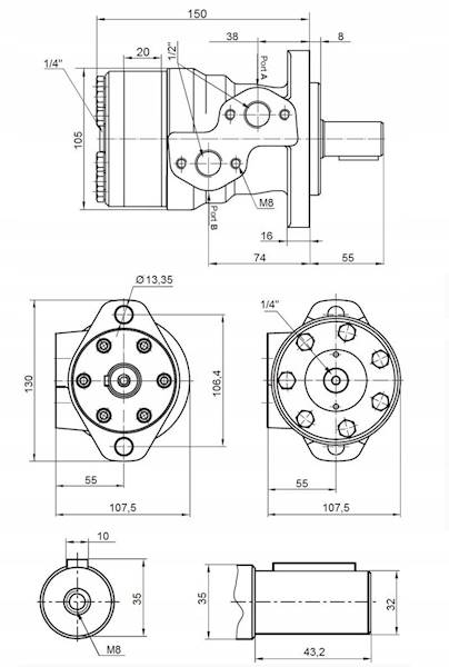 SILNIK HYDRAULICZNY BMR OMP SMR 100 cm3 WAŁEK 32mm