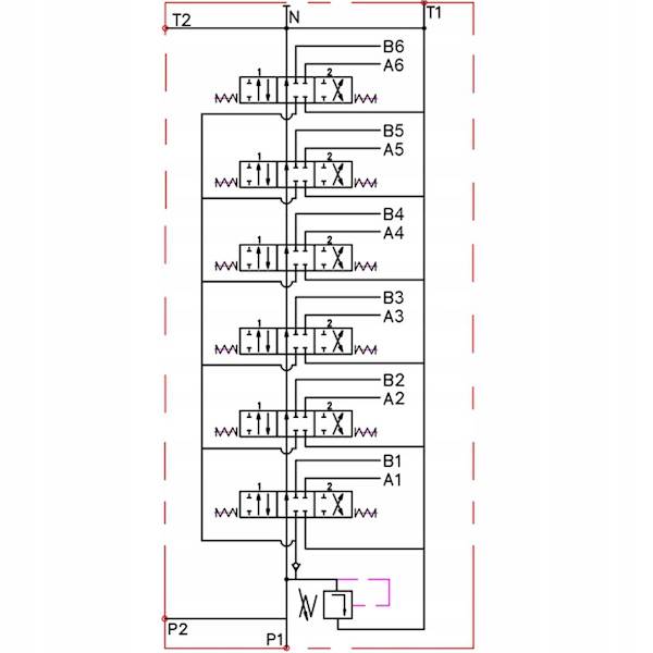 ROZDZIELACZ HYDRAULICZNY 6 SEKCYJNY 80L 6 Sekcji