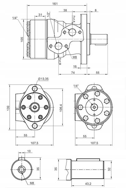 SILNIK HYDRAULICZNY BMR OMP SMR 160 cm3 WAŁEK 32mm