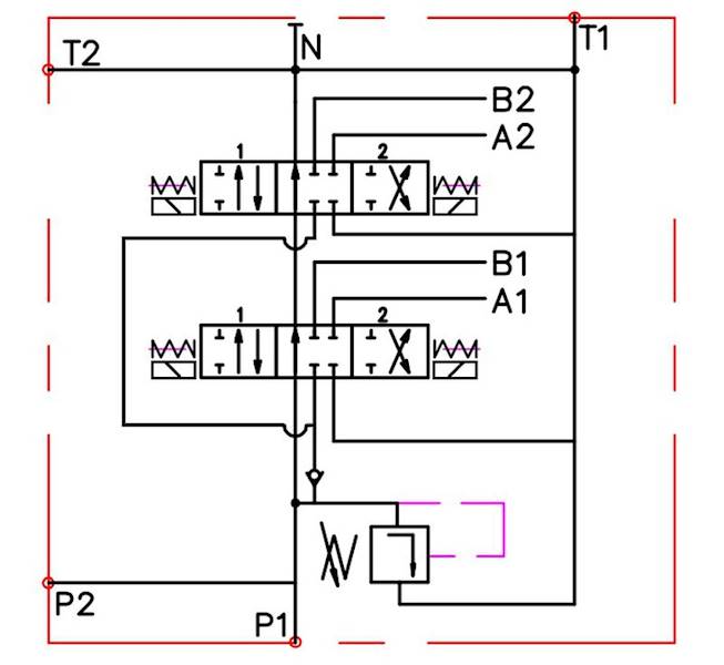 ROZDZIELACZ HYDRAULICZNY 2 SEKCJE 50L ELEKTRYCZNY 12V