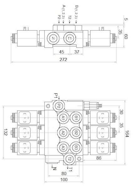 ROZDZIELACZ HYDRAULICZNY 3 SEKCJE 50L ELEKTRYCZNY 12V