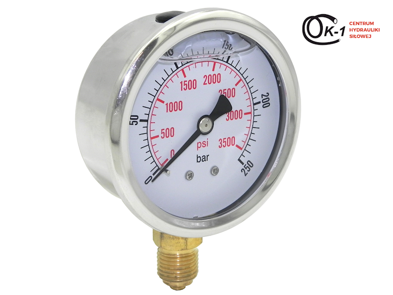 MANOMETR HYDRAULICZNY ZEGAR 63mm 0-16 Bar 1/4 DOLNE