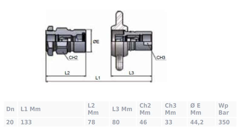 Szybkozłącze hydrauliczne VCR 3/4'' skręcane motylkowe WTYK